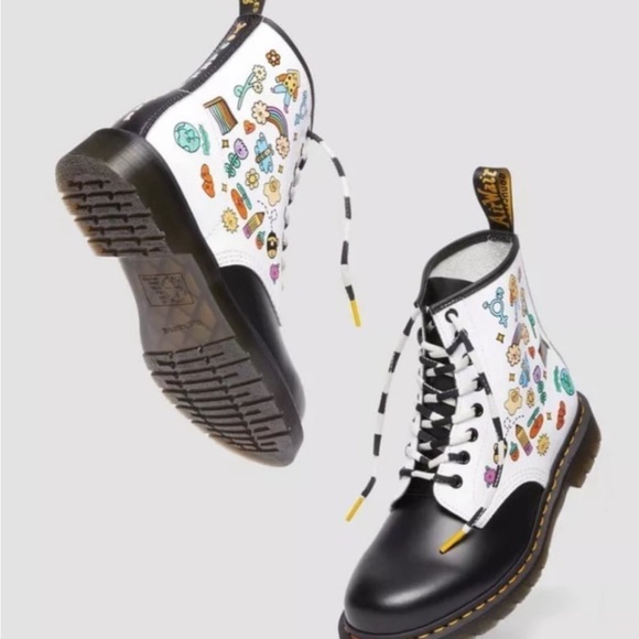 You Are A Star Wednesday Holmes Pride black and white 1460 unisex boots - Picture 3 of 11